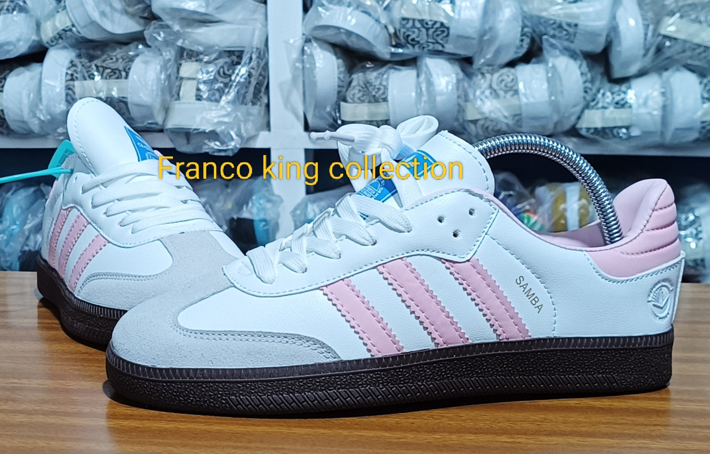 Samba single sole - white/pink stripes